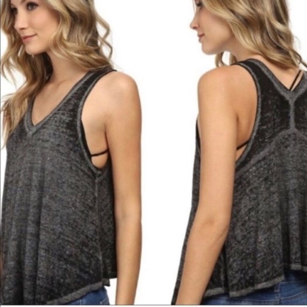 We The Free Breezy Burnout Black/Grey Swing Top